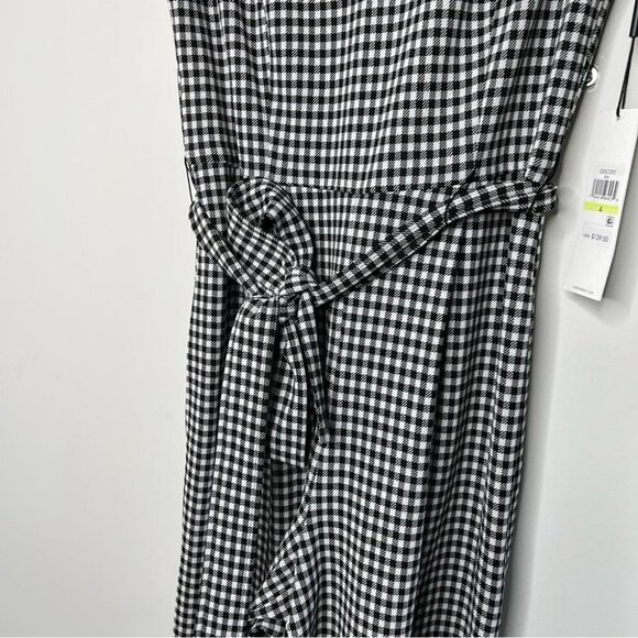 Calvin Klein Womens Size 4 Cropped Sleeveless Jumpsuit Black Gingham NEW Stretch - Picture 5 of 15